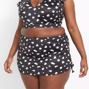 SWIM by CACIQUE Women's Black White Giraffe Dot Adjustable Swim Skirt NWT 20